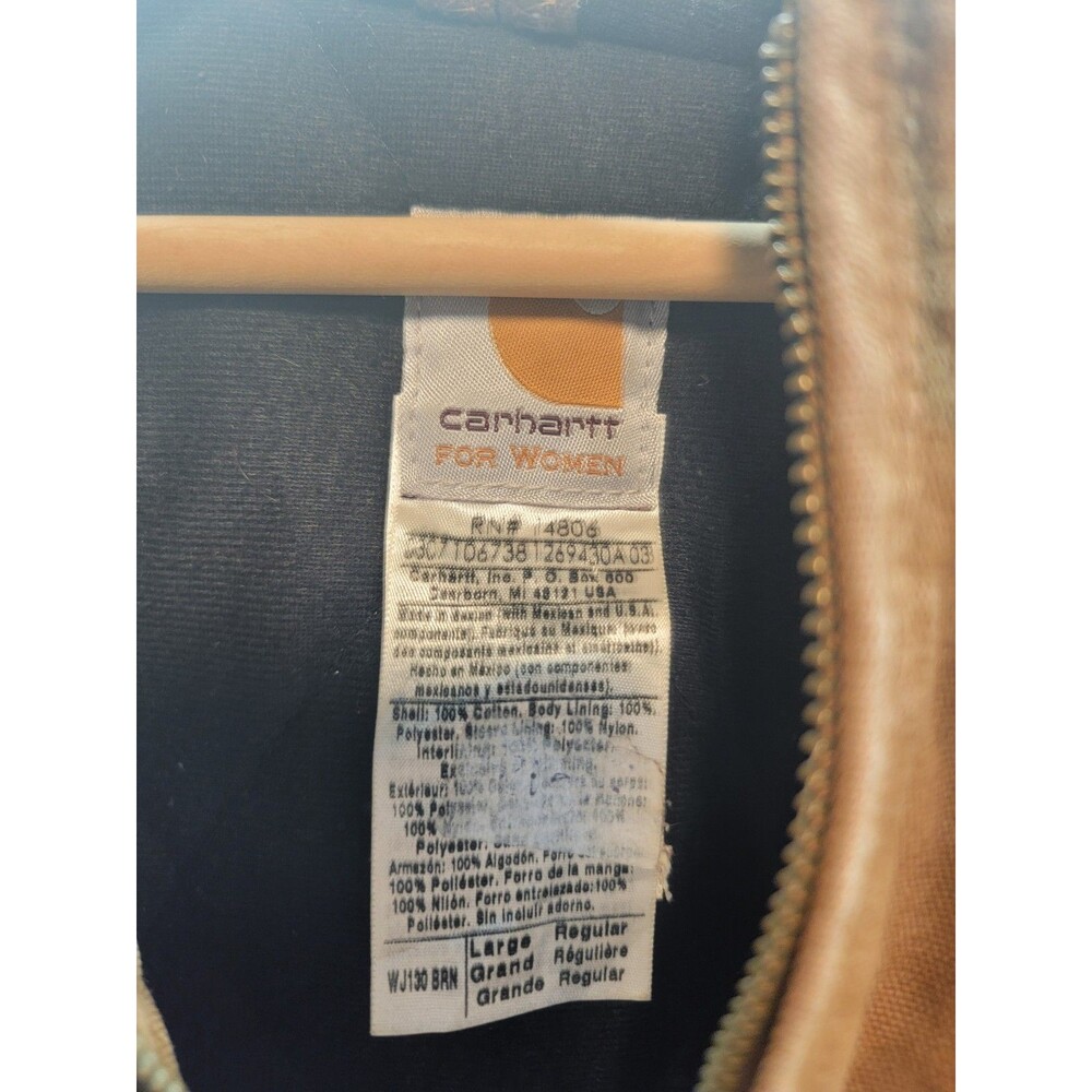 Carhartt Women's Brown Hooded Full Zip Lined Jacket Pockets L Regular WJ130 - Picture 4 of 8